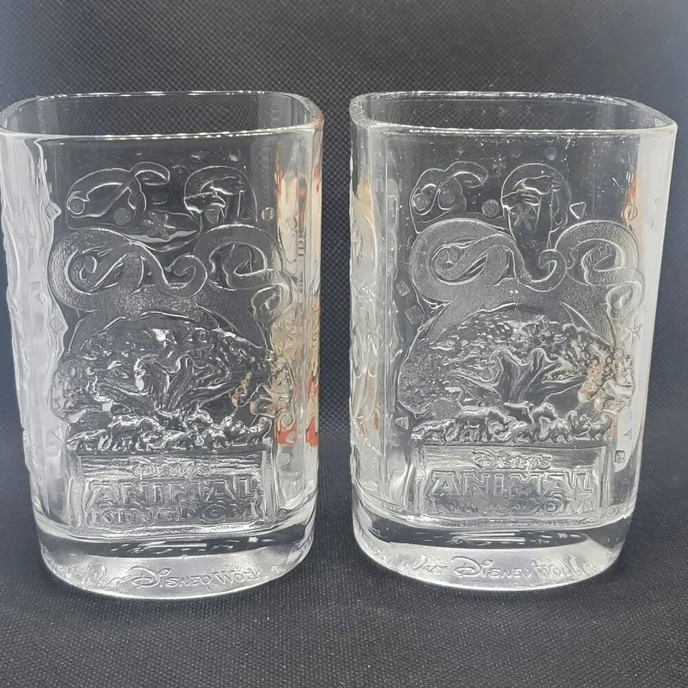 Animal Kingdom Mickey McDonalds Walt Disney World 2000 Celebration 2 Glass Cups